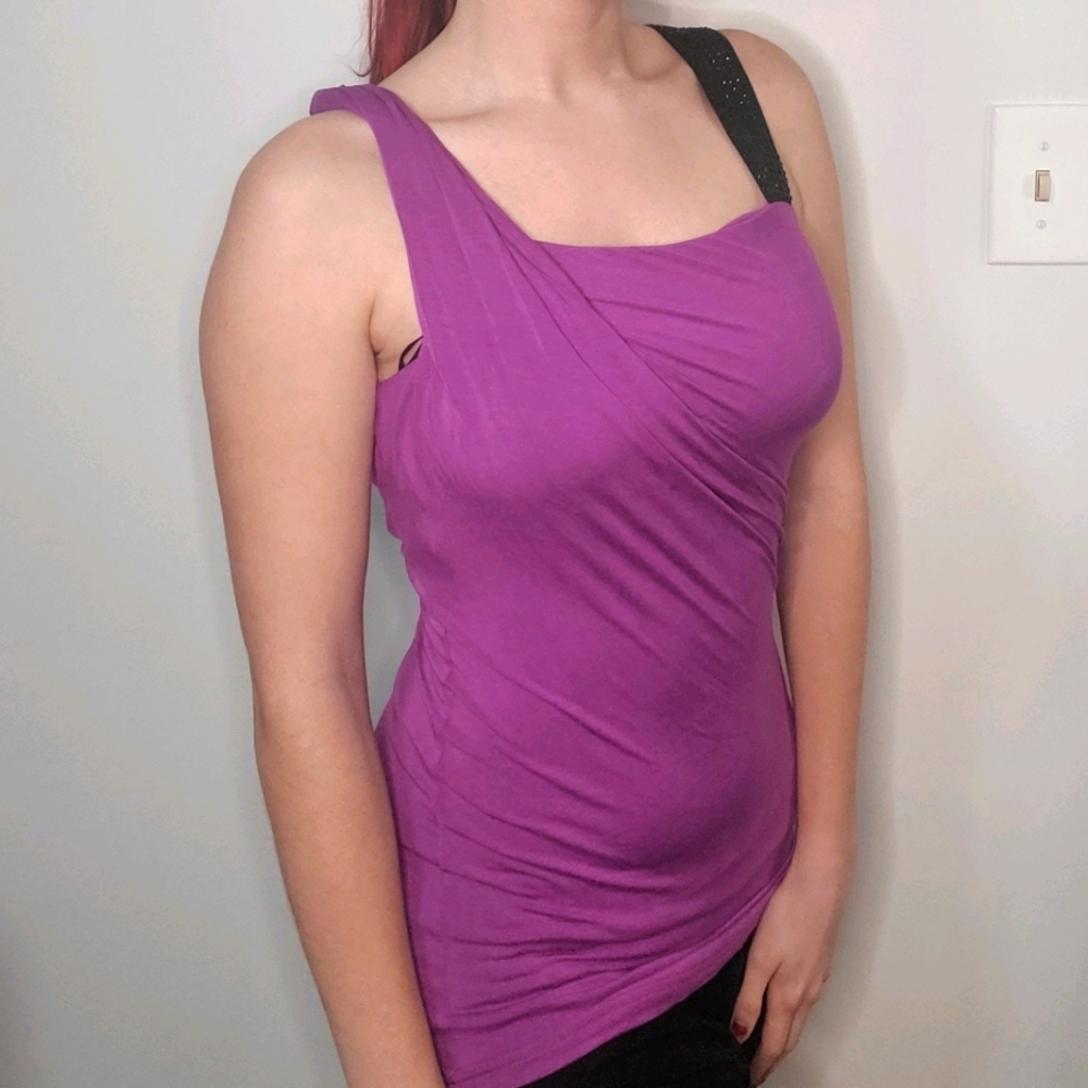MISS ME Jean Brand Purple Asymmetric Tank Top